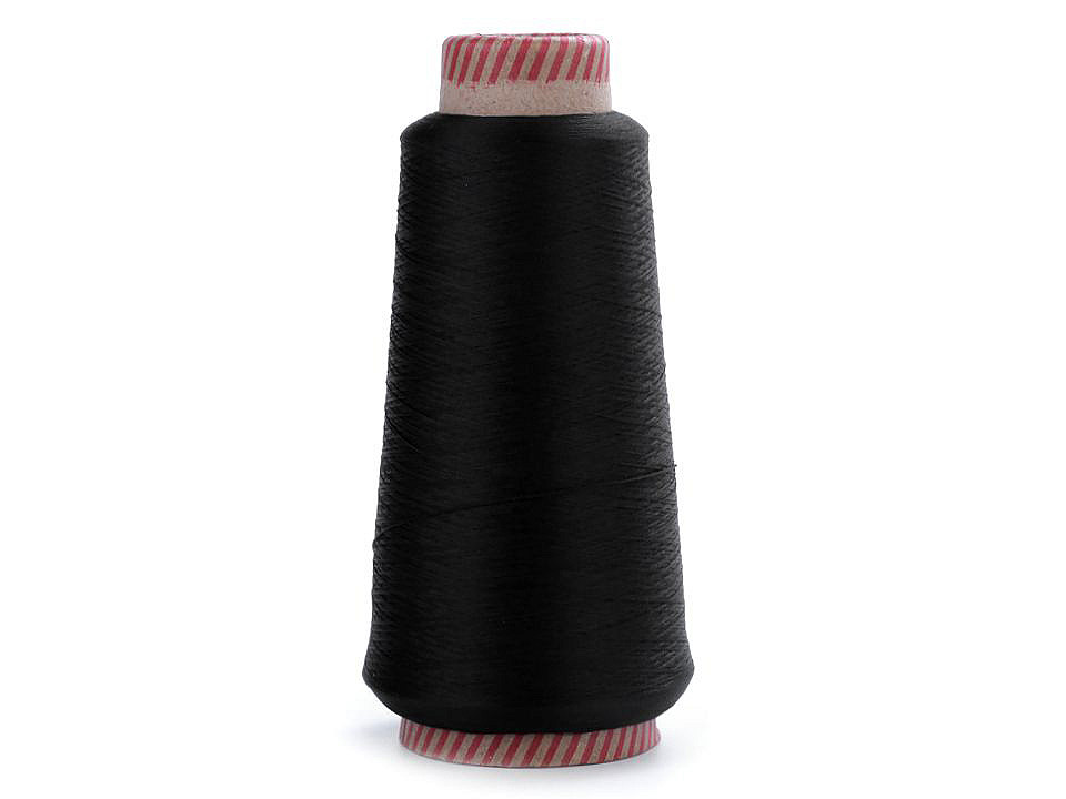 Elastic thread for industrial overlockers 5000 m, black, 10 pcs