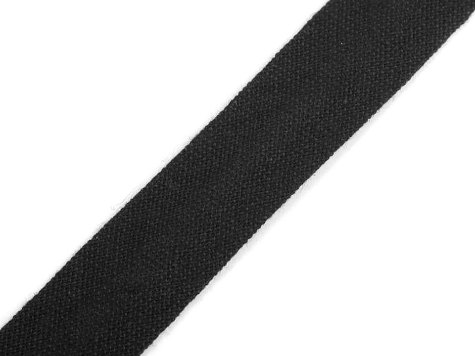 Bias cotton strip 14 mm wide ironed, black, 25 m