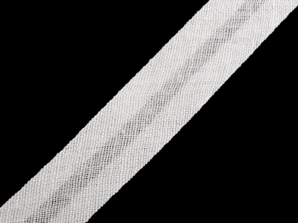 Cotton bias tape 14 mm wide ironed, white, 25 m