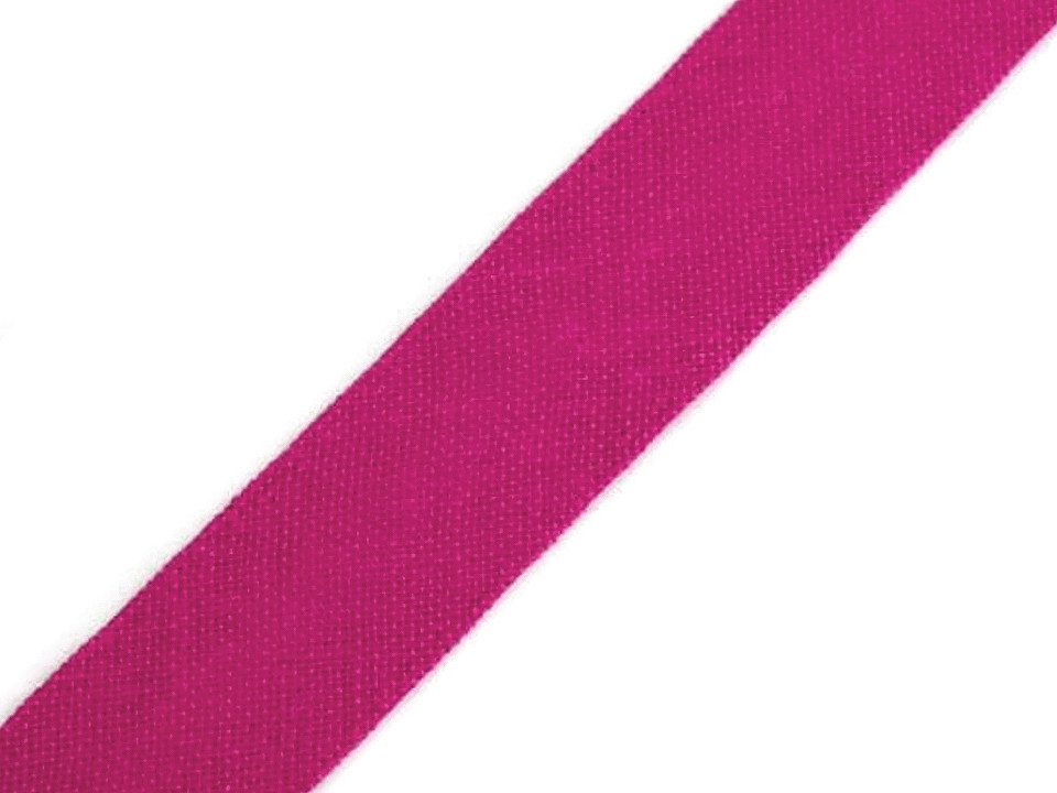 Schrägband Baumwolle 14 mm gebügelt, Fuchsia dunkel, 25 m