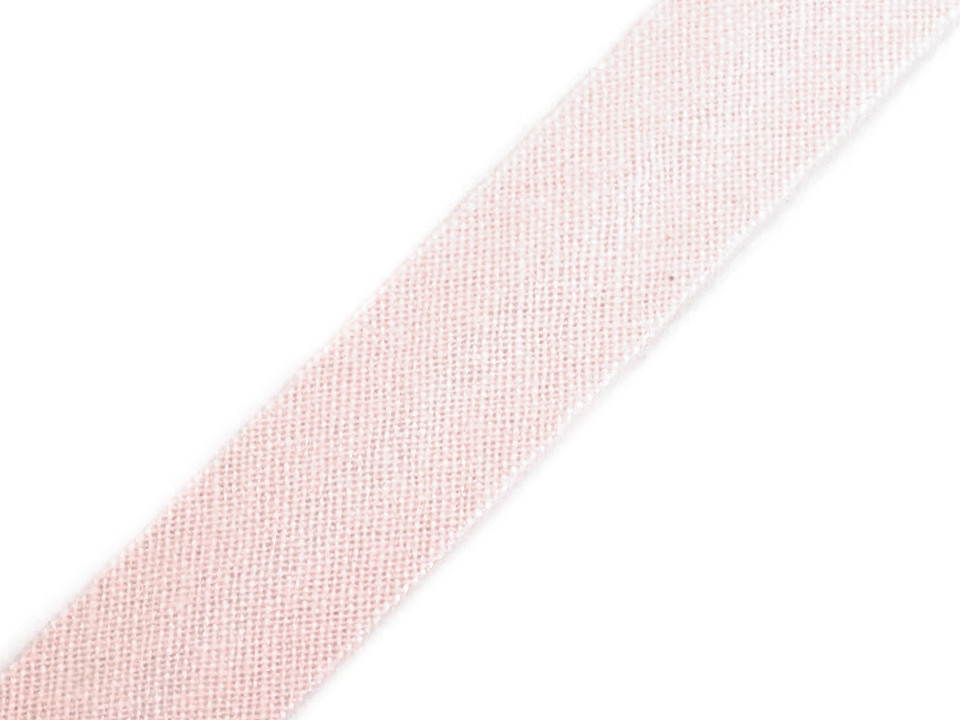 Bias cotton strip 14 mm wide ironed, lightest pink, 25 m