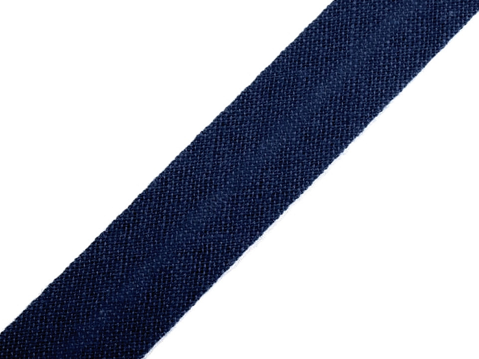 Bias cotton strip 14 mm wide ironed, dark blue, 25 m