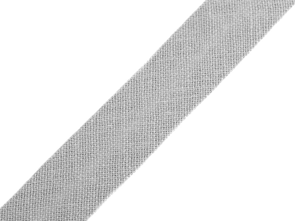 Cotton bias tape 14 mm wide ironed, light grey, 25 m