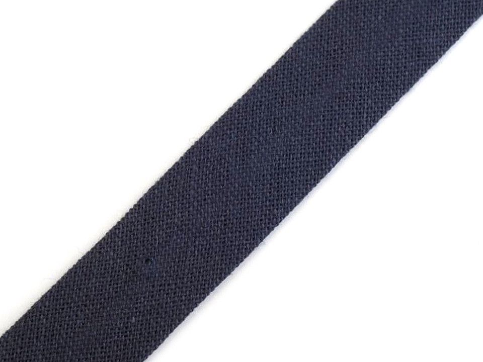 Bias cotton strip 14 mm wide ironed, dark grey-black, 25 m