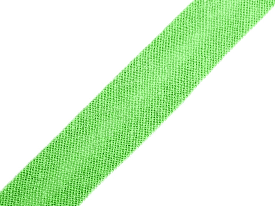 Cotton bias tape 14 mm wide ironed, light green, 25 m