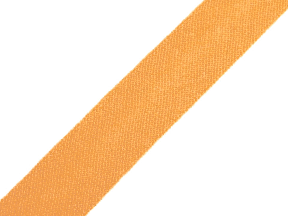 Cotton bias tape 14 mm wide ironed, orange pumpkin, 25 m