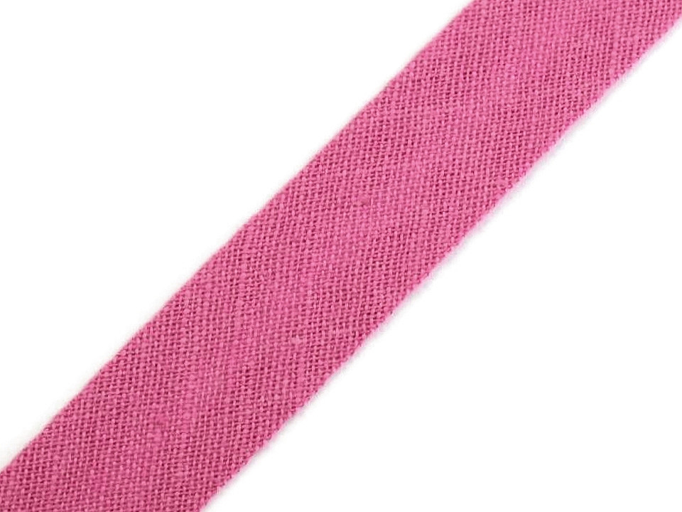 Bias cotton strip 14 mm wide ironed, dark pink, 25 m