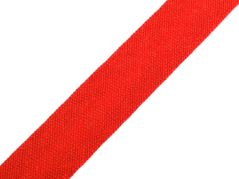 Bias cotton strip 14 mm wide ironed, red, 25 m