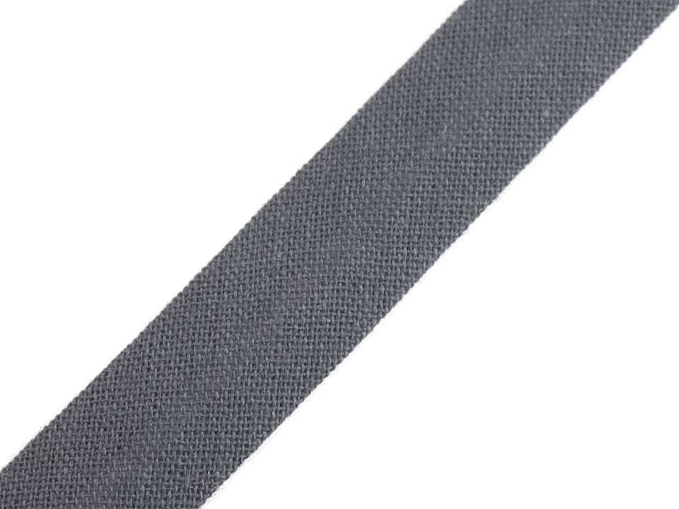 Bias cotton strip 14 mm wide ironed, dark grey, 25 m