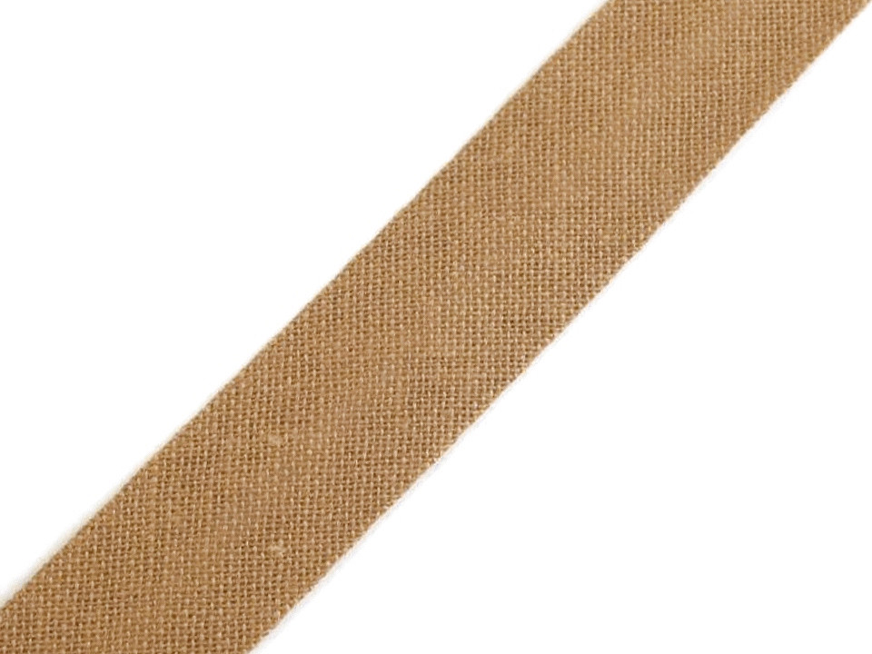 Cotton bias tape 14 mm wide ironed, light brown, 25 m