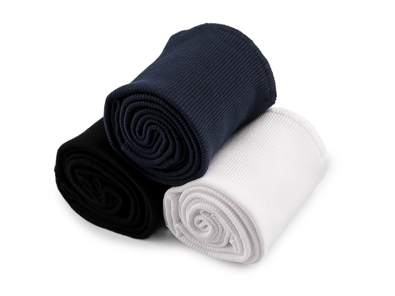 Bavlněné elastické náplety šíře 7,5 cm sada (2x rukáv, 1x pás), střední, 2 černá