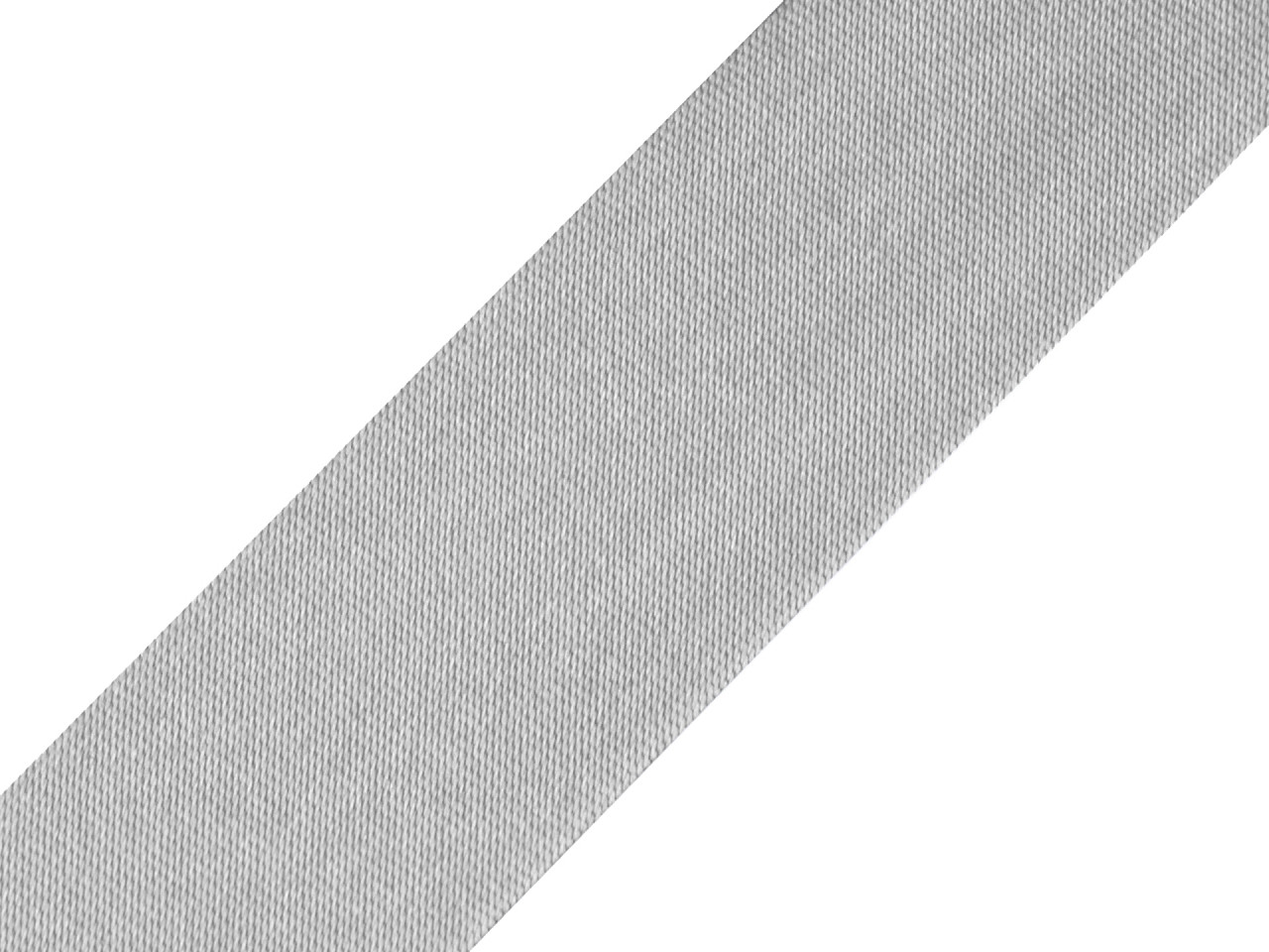 Bias satin ribbon 20 mm wide ironed, lightest grey, 20 m