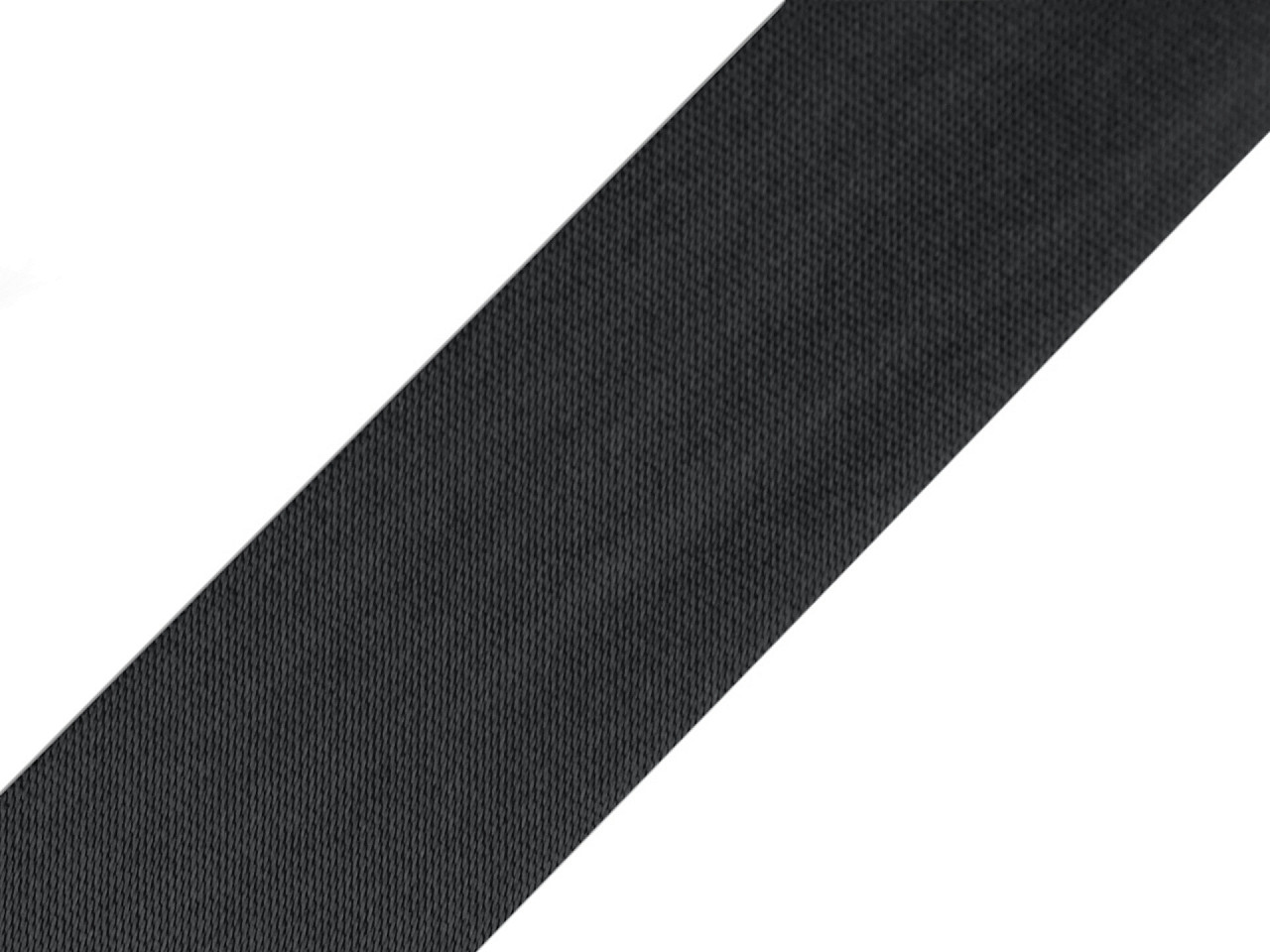 Bias satin ribbon width 20 mm ironed, black, 20 m