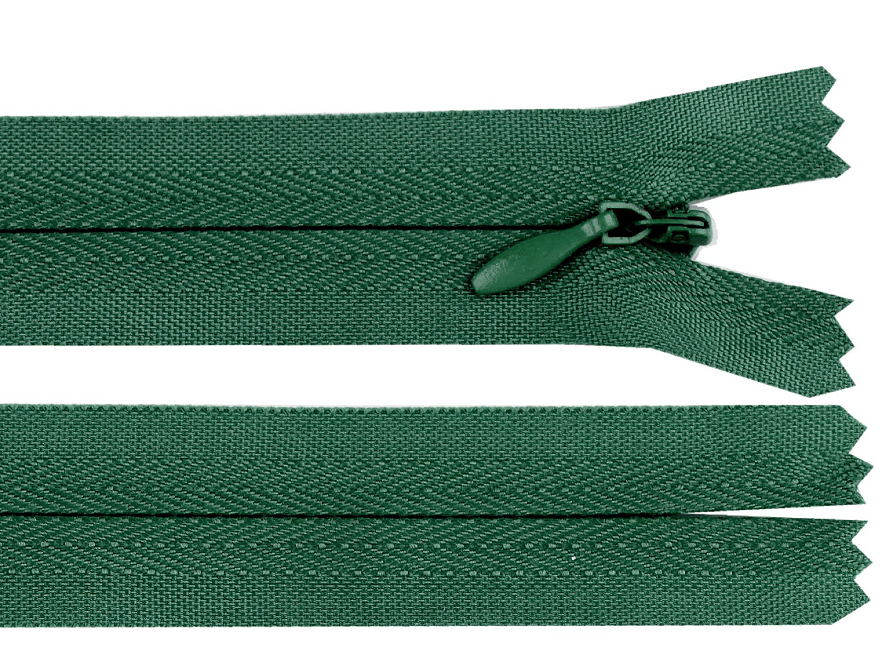 Spirálový zip skrytý No 3 délka 45 cm, malé, 263 zelená khaki