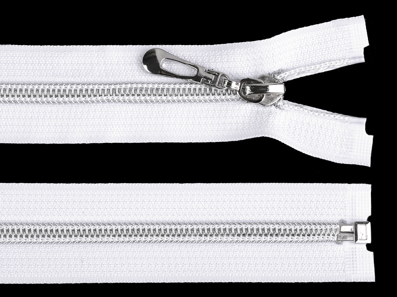 Spirálový zip No 7 délka 80 cm se stříbrnými zoubky, malé, 322 černá