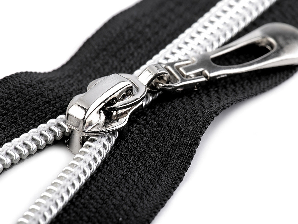 Špirálový zips No 7 dĺžka 80 cm so striebornými zúbkami