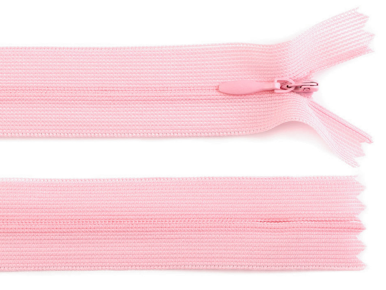 Spirálový zip skrytý No 3 délka 50 cm dederon, malé, 148 červená