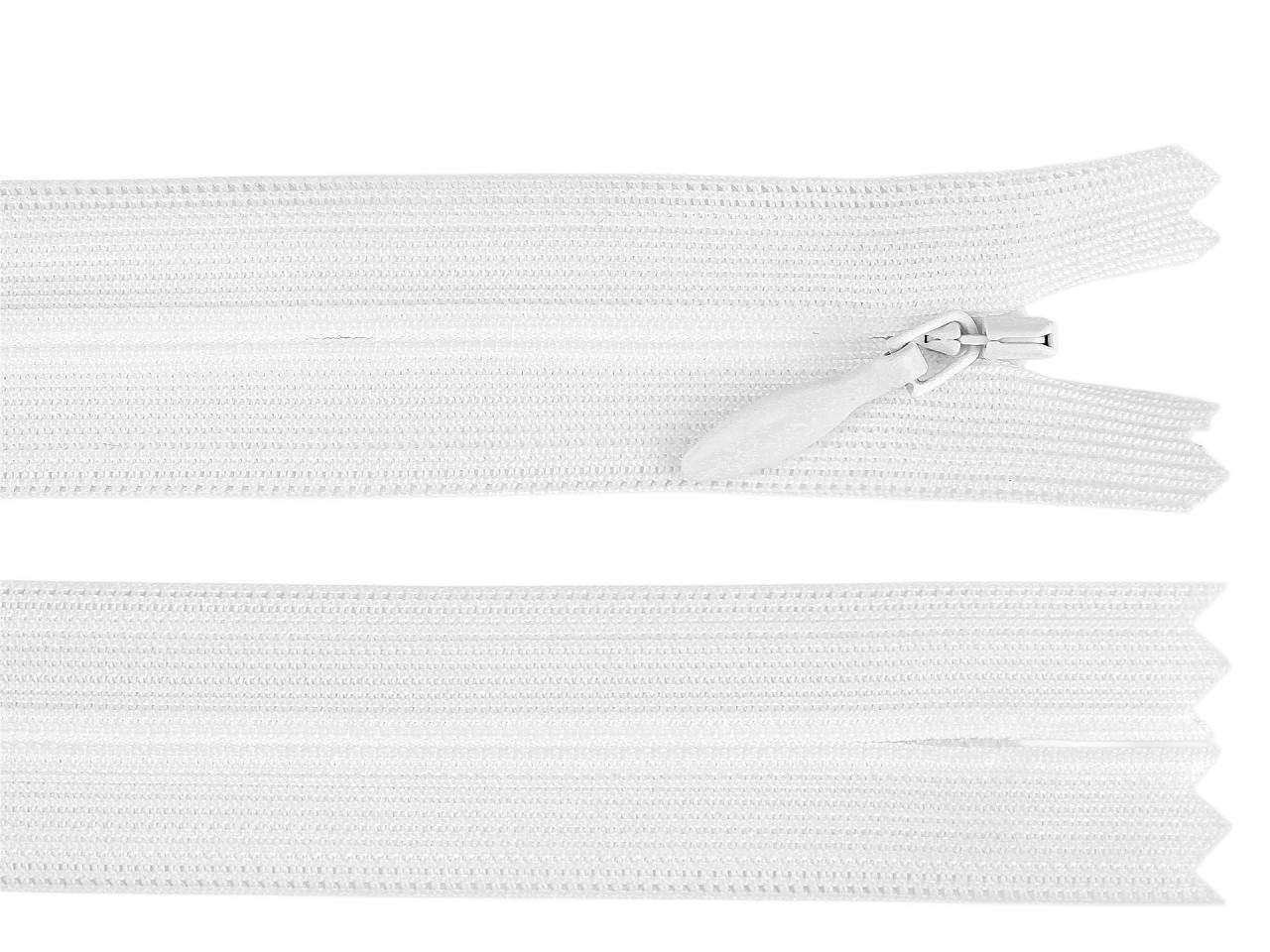 Spirálový zip skrytý YKK No 5 délka 60 cm dederon, střední, 501 bílá
