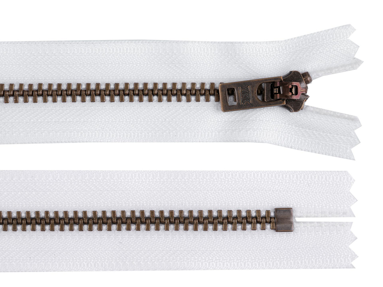 Kovový zips YKK No 5 dĺžka 18 cm staromosadzný (jeansový)
