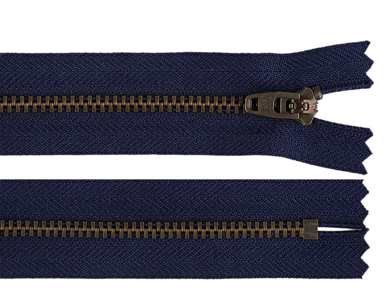 Kovový zips YKK No 4 dĺžka 20 cm staromosadzný (jeansový)