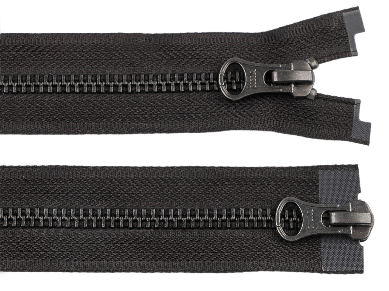 Zip kovový YKK No 5 dělitelný 2 jezdce / dvoucestný 80 cm na kožené bundy, střední, černá barva nikl