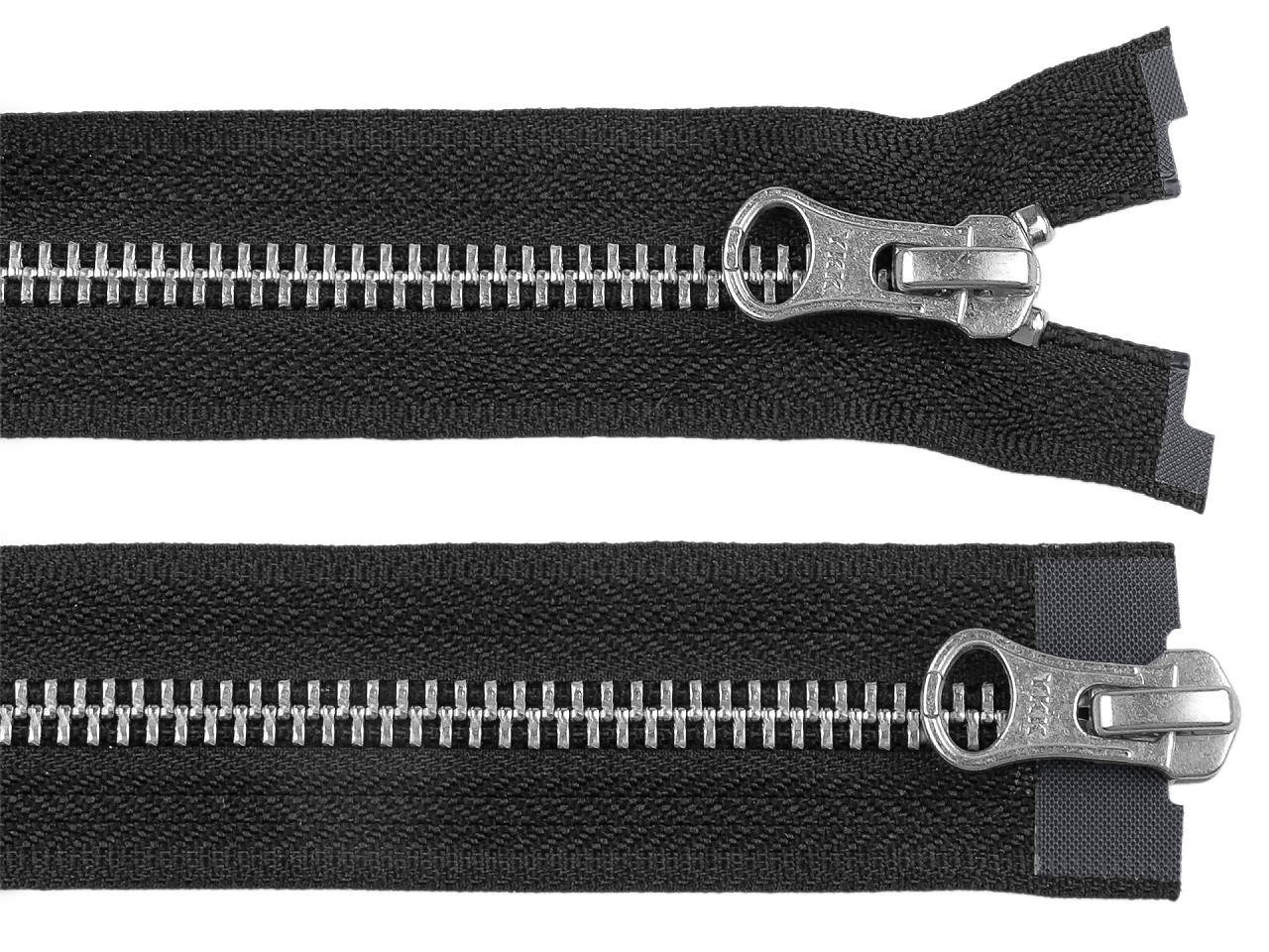 Zip kovový YKK No 5 dělitelný 2 jezdce / dvoucestný 90 cm na kožené bundy, střední, černá černý nikl
