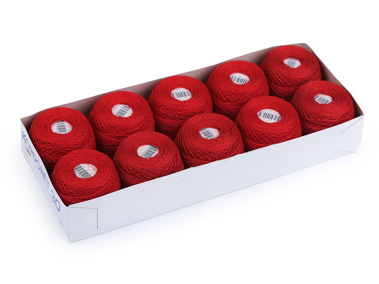 Kordonet 30 thread, red, 10 pcs