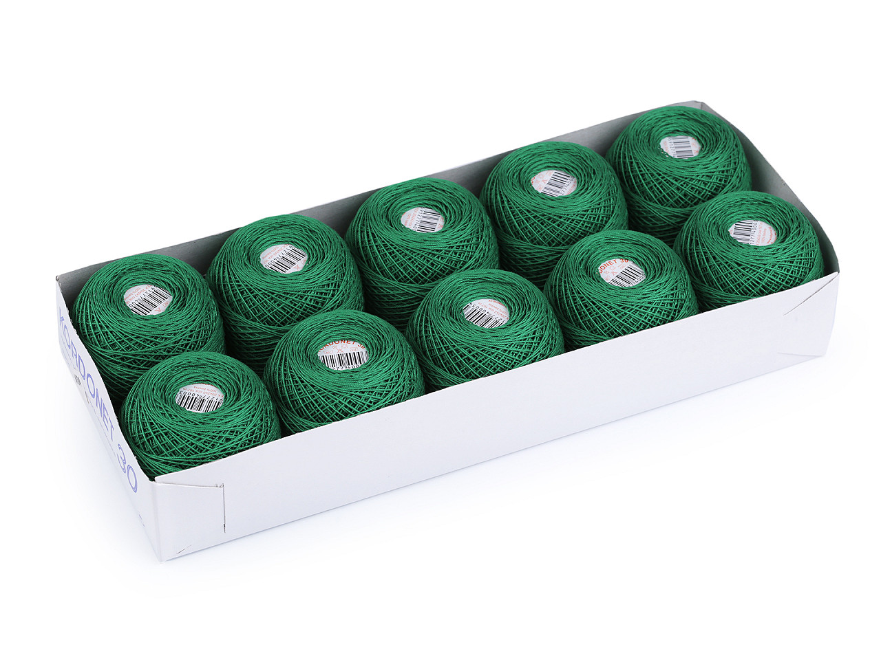 Kordonet 30 thread, green, 10 pcs