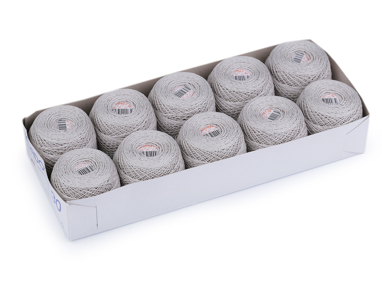 Kordonet 30 yarn, very light grey, 10 pcs