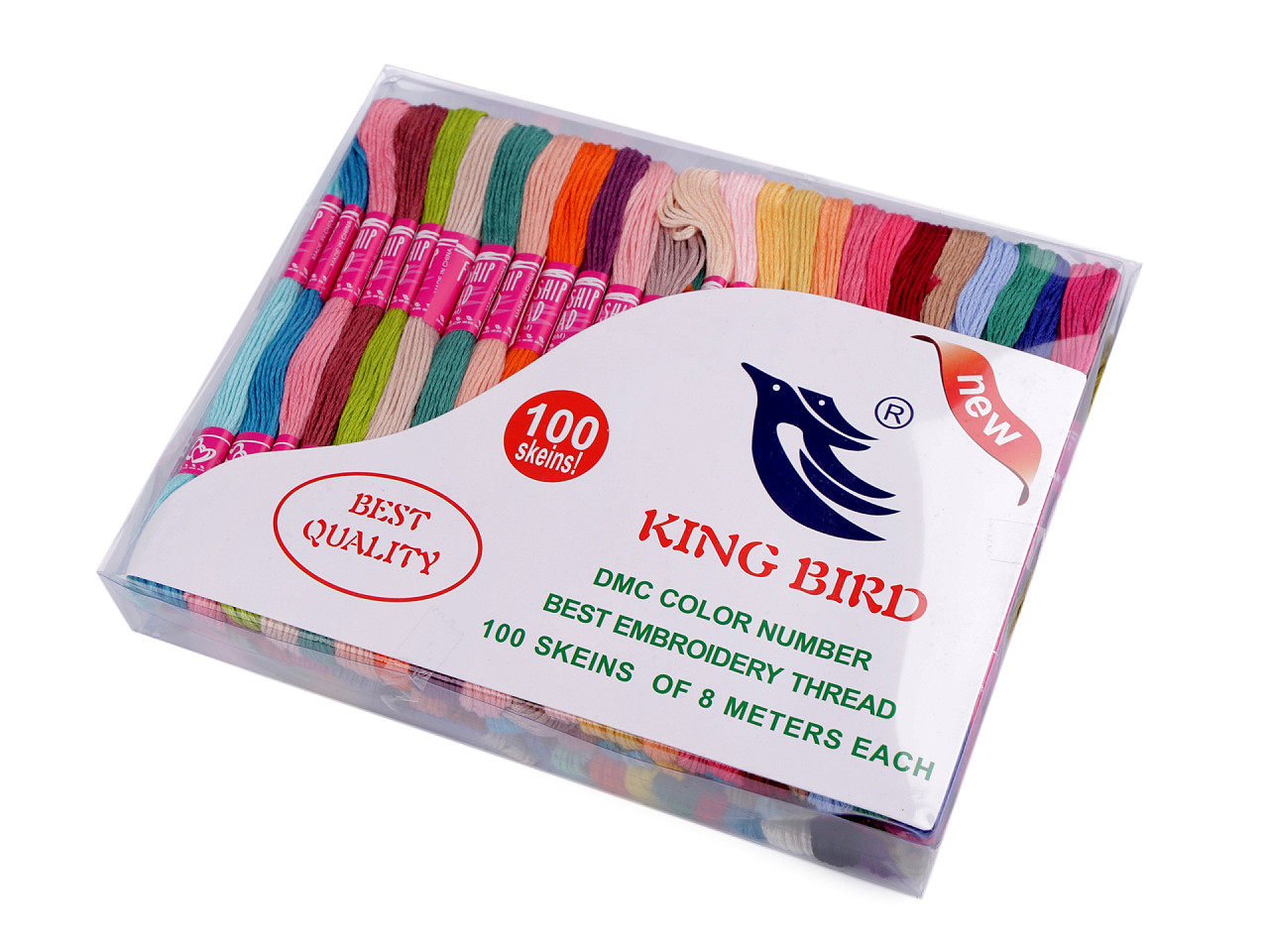 King Bird Stickgarn-Set 100 Stk./8 m, Mix, 100 Stk.