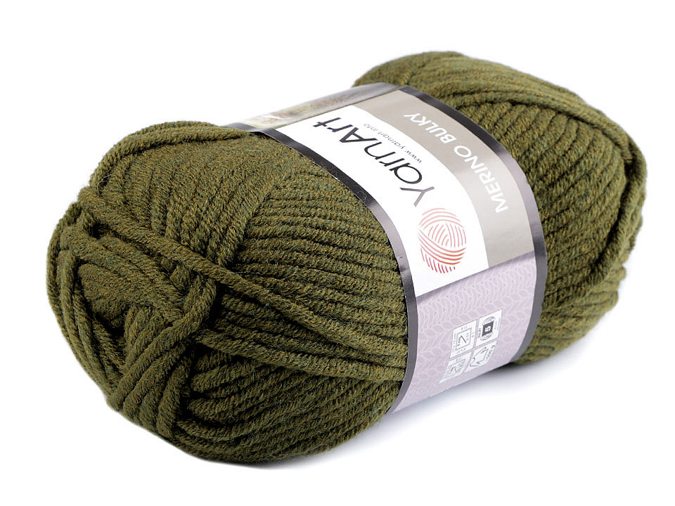Pletací příze Merino bulky 100 g, střední, 34 (590) zelená lesní