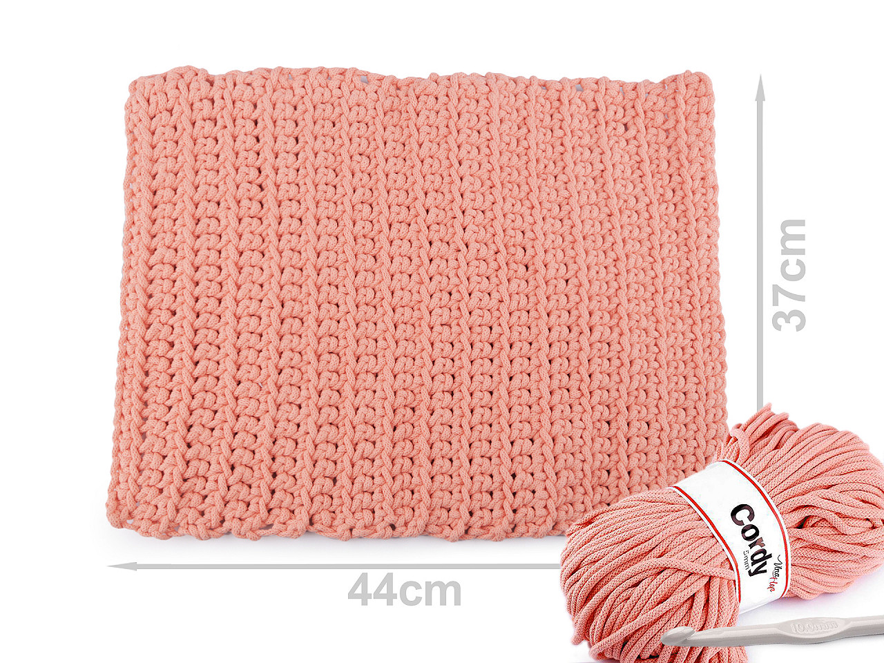 Provázková příze 100 m Cordy, střední, 22 (8009) červená rumělka