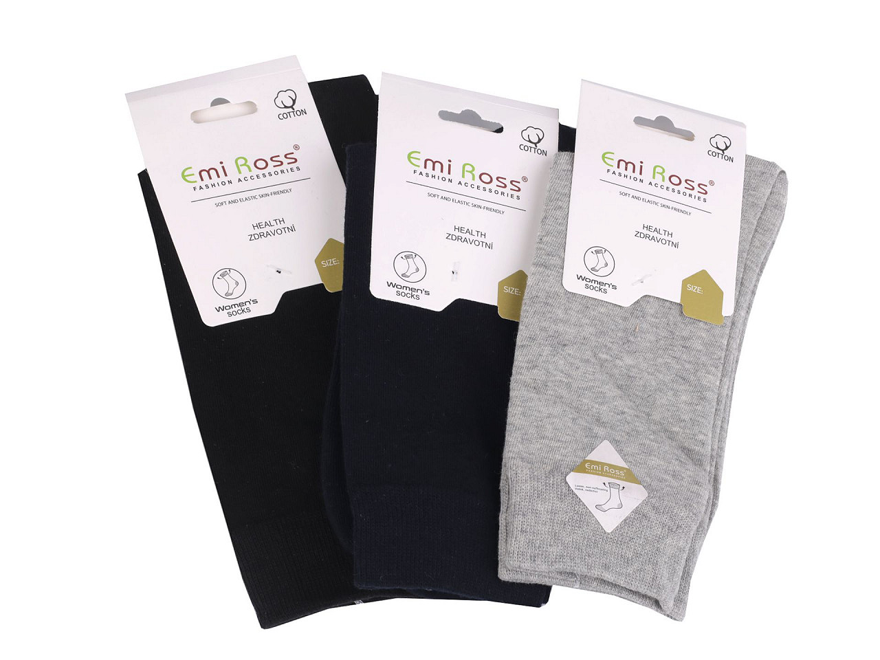 Emi Ross Damen Baumwollsocken, Mix, 3 Paar