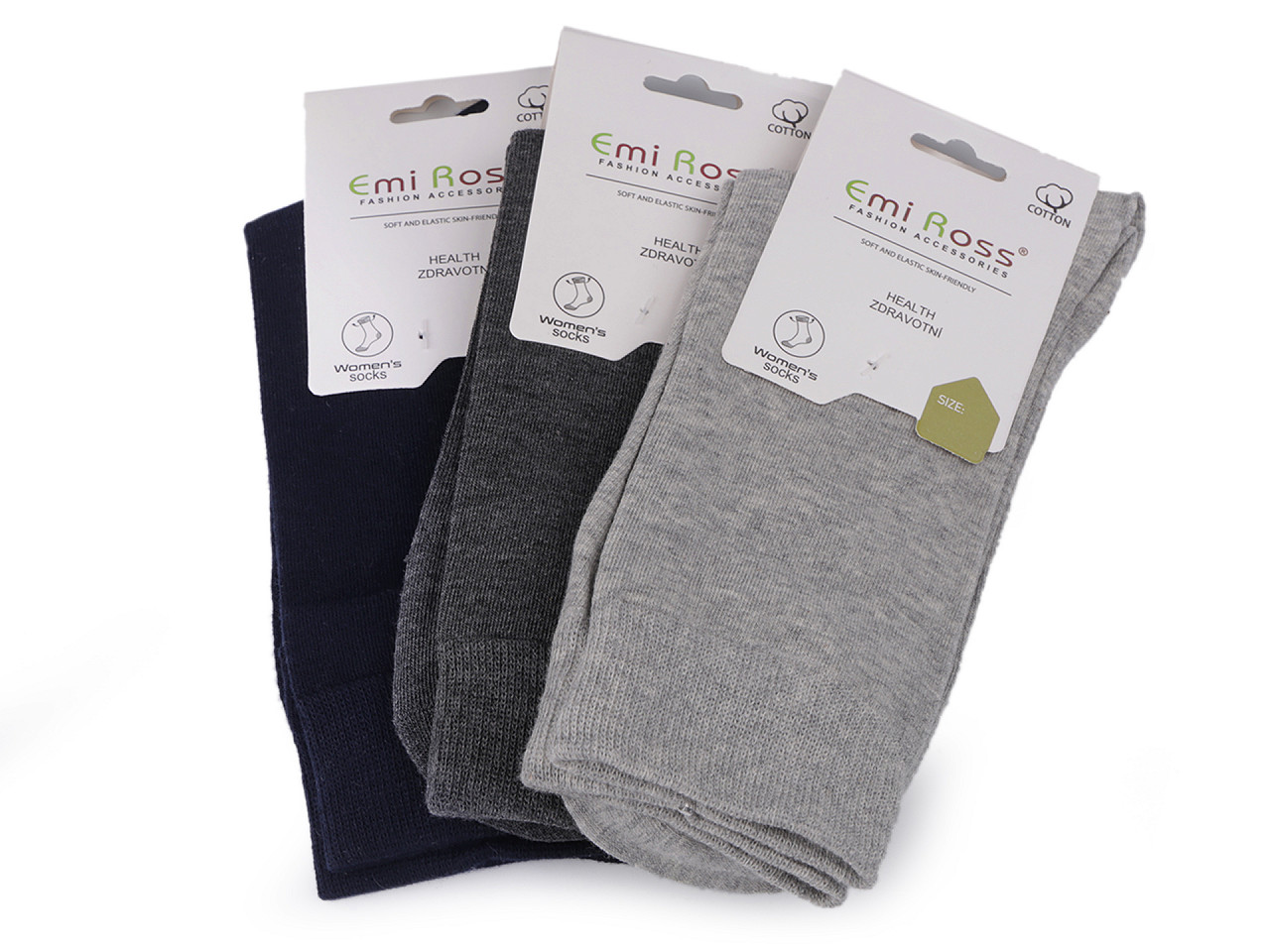 Emi Ross Women's Cotton Socks, Mix, 3 Pairs