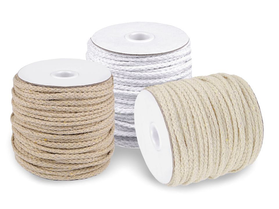 Odevná šnúra / bavlnená priadza / knot Ø5 mm splietaná