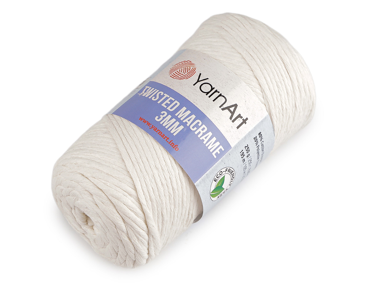 Pletací příze Twisted Macrame 250 g rozčesávací, střední, 19 (752) krémová nejsvět.