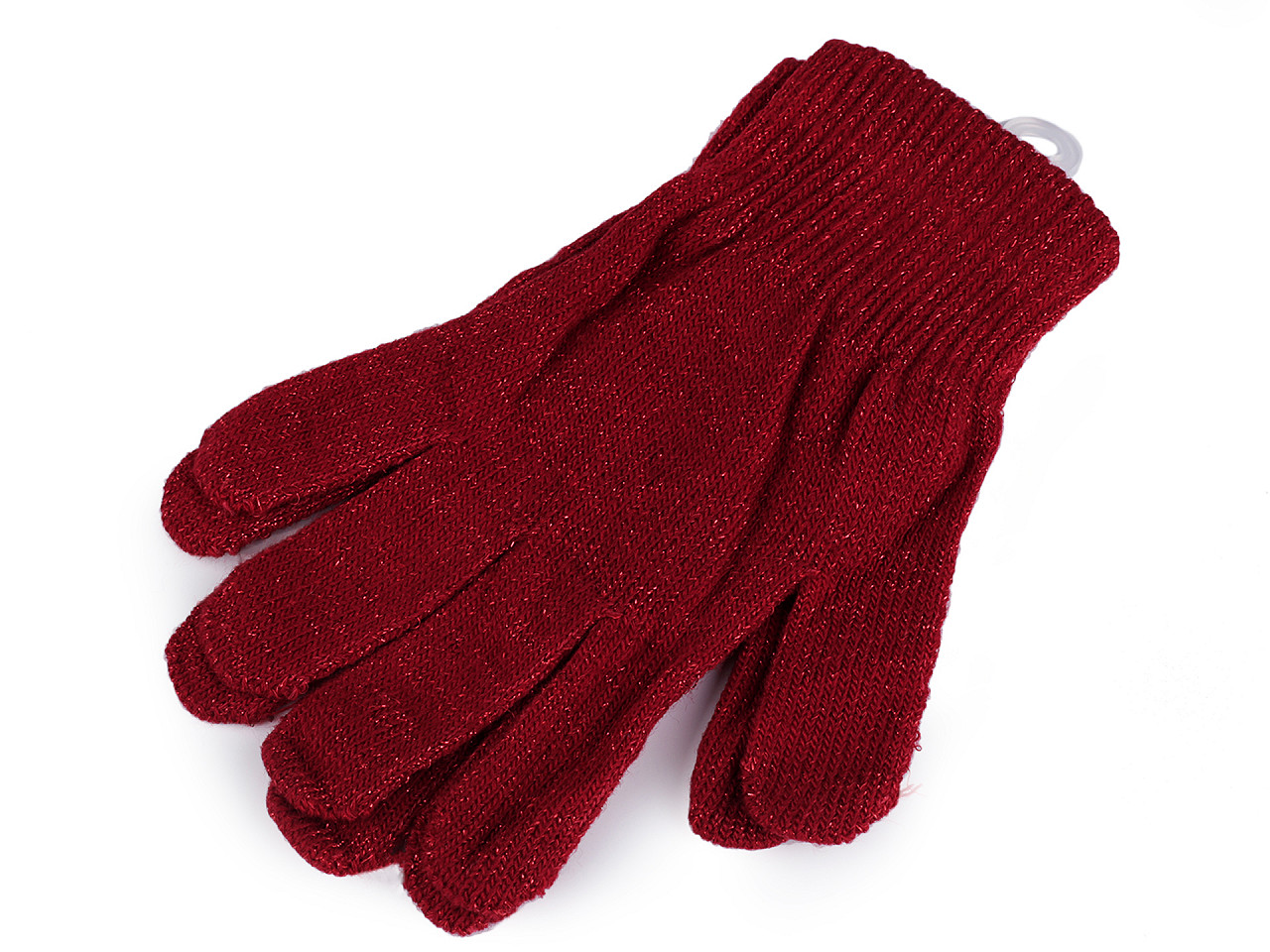 Gestrickte Damen-/Mädchenhandschuhe mit Lurex, rot, 1 Paar