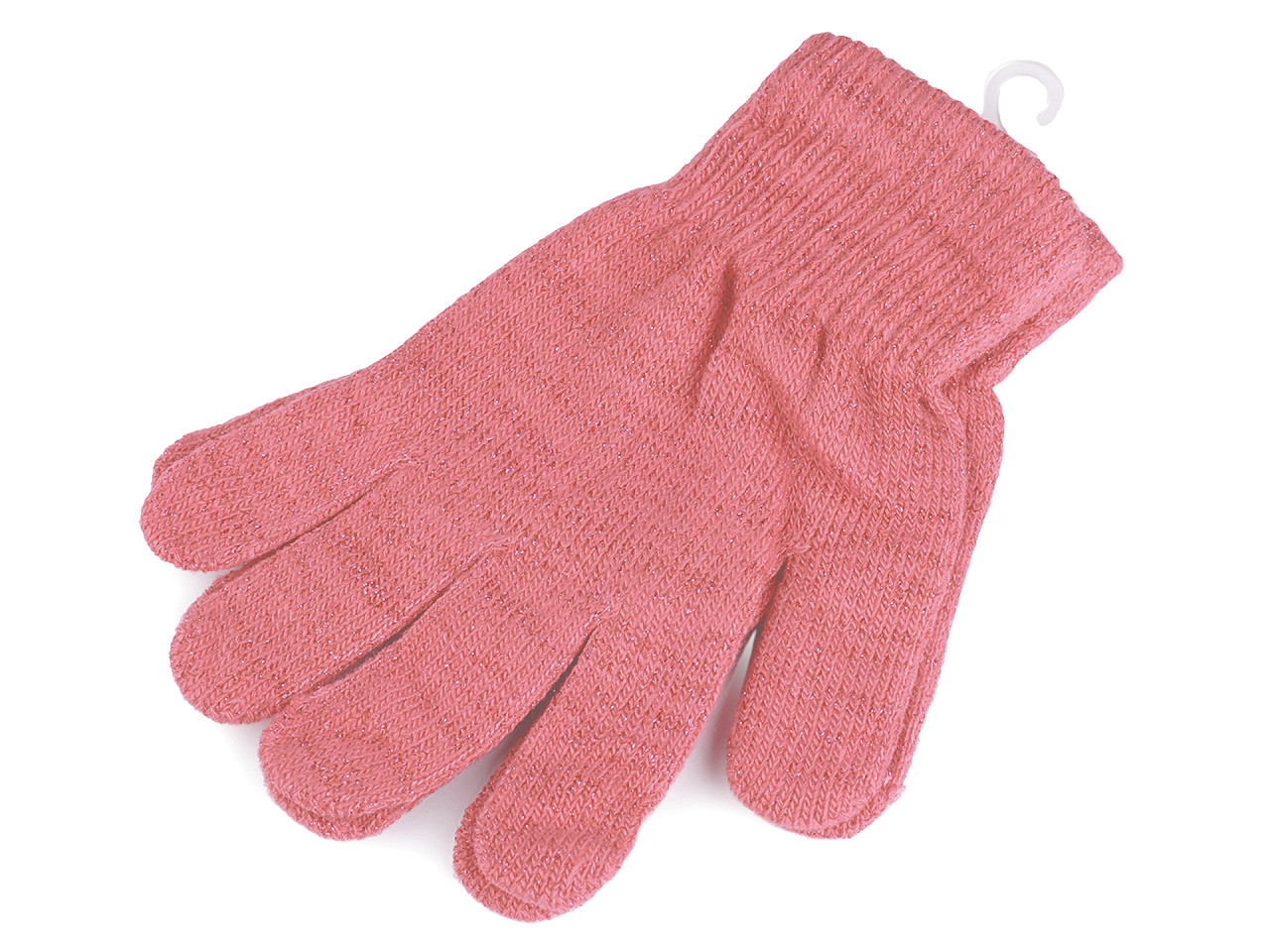 Gestrickte Damen-/Mädchenhandschuhe mit Lurex, rosa, 1 Paar