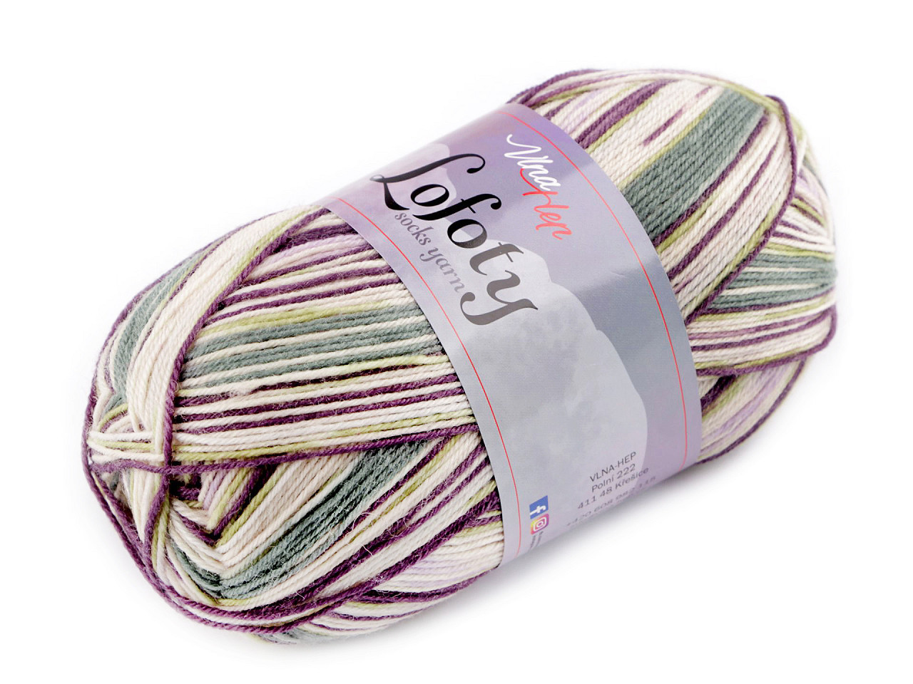 Pletací příze Lofoty samovzorovací / ponožkovka 100 g, střední, 11 (7815) červená