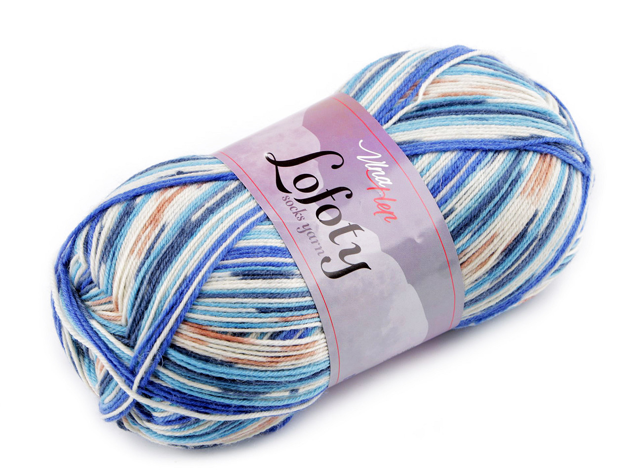 Pletací příze Lofoty samovzorovací / ponožkovka 100 g, střední, 11 (7815) červená