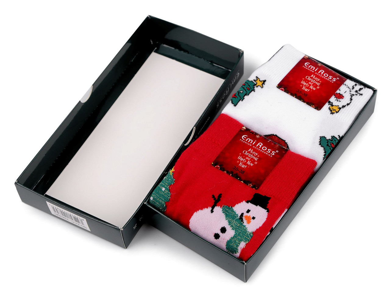 Șosete de Crăciun în cutie cadou Emi Ross, Mărime: 35 - 38, mix aleatoriu, 2 perechi
