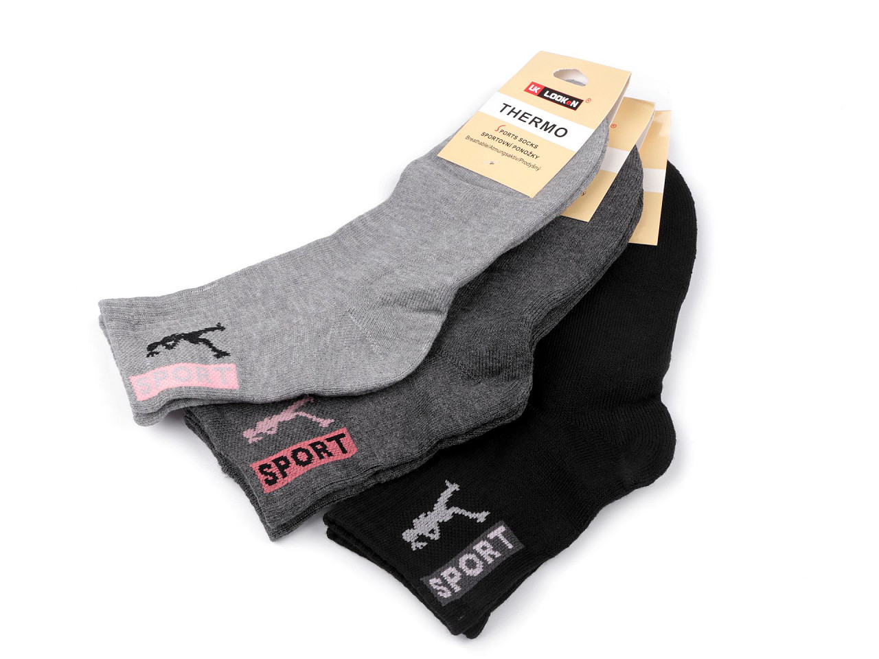 Thermo-Sportsocken für Damen aus Baumwolle, Größe: 35 - 38, Mix, 3 Paar