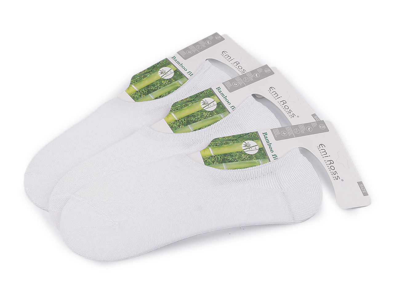 Emi Ross unisex bamboo sneaker socks, Size: 43 - 47, white, 3 pairs