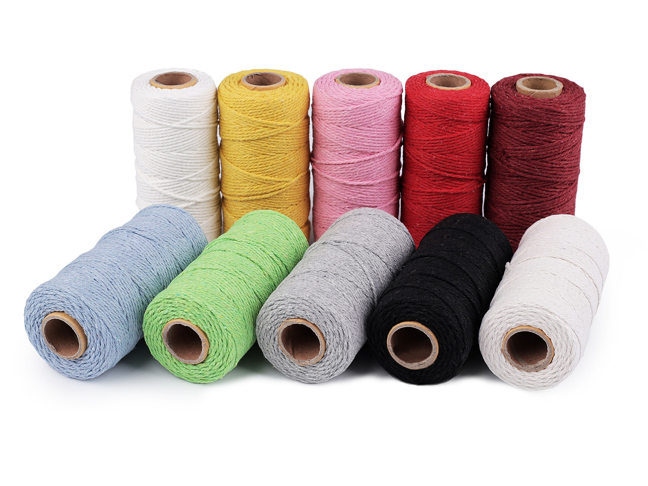 Bavlněná příze macrame / háčkovací, rozčesávací, střední, 2 hořčicová