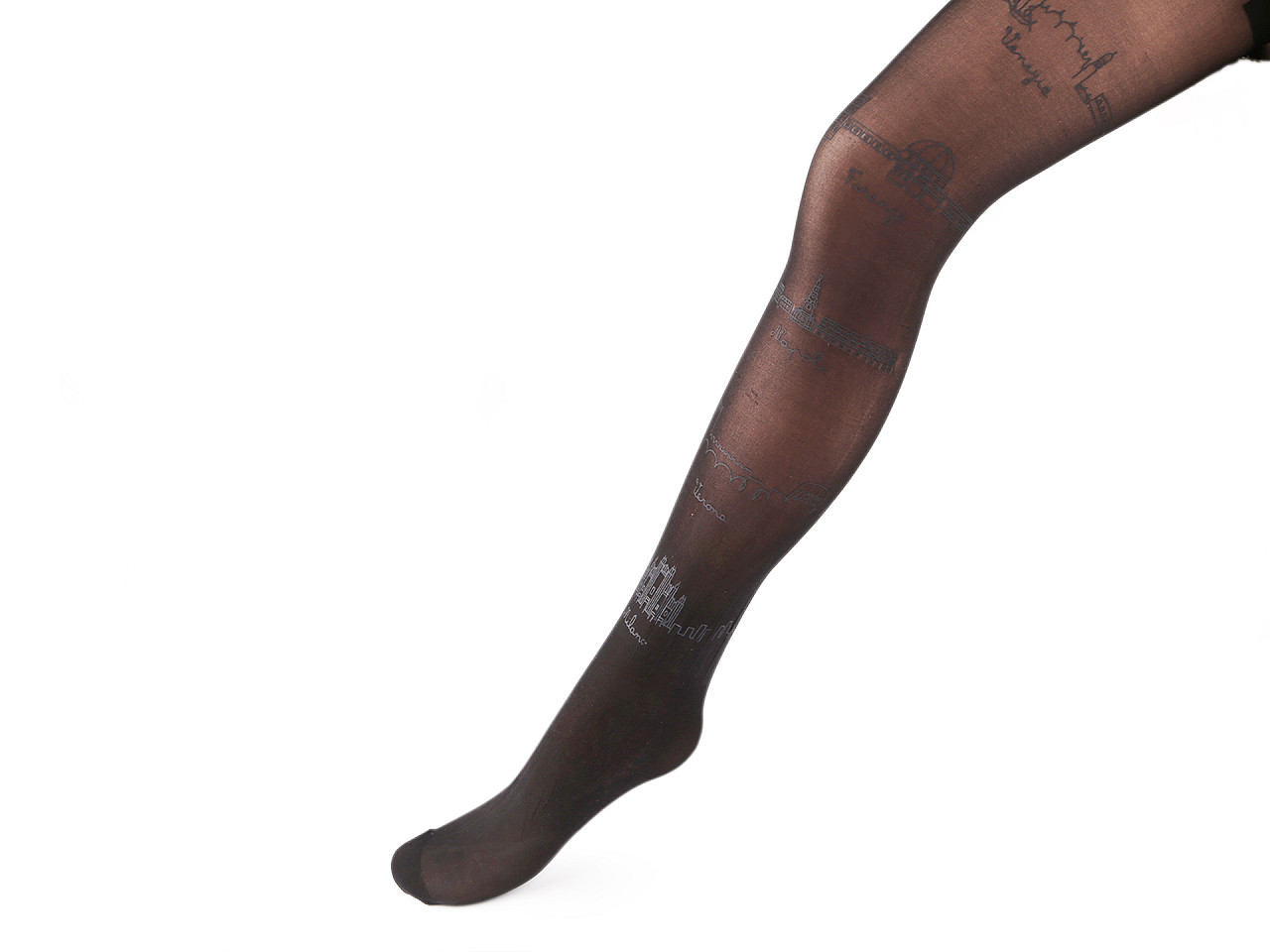 Women's tights with various decorations, black, 1 pc