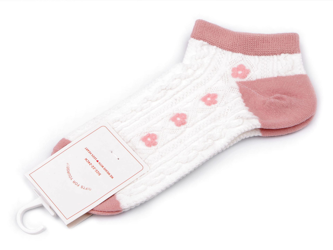 Baumwollsocken für Damen/Mädchen, Knöchelhöhe, Puder, 1 Paar