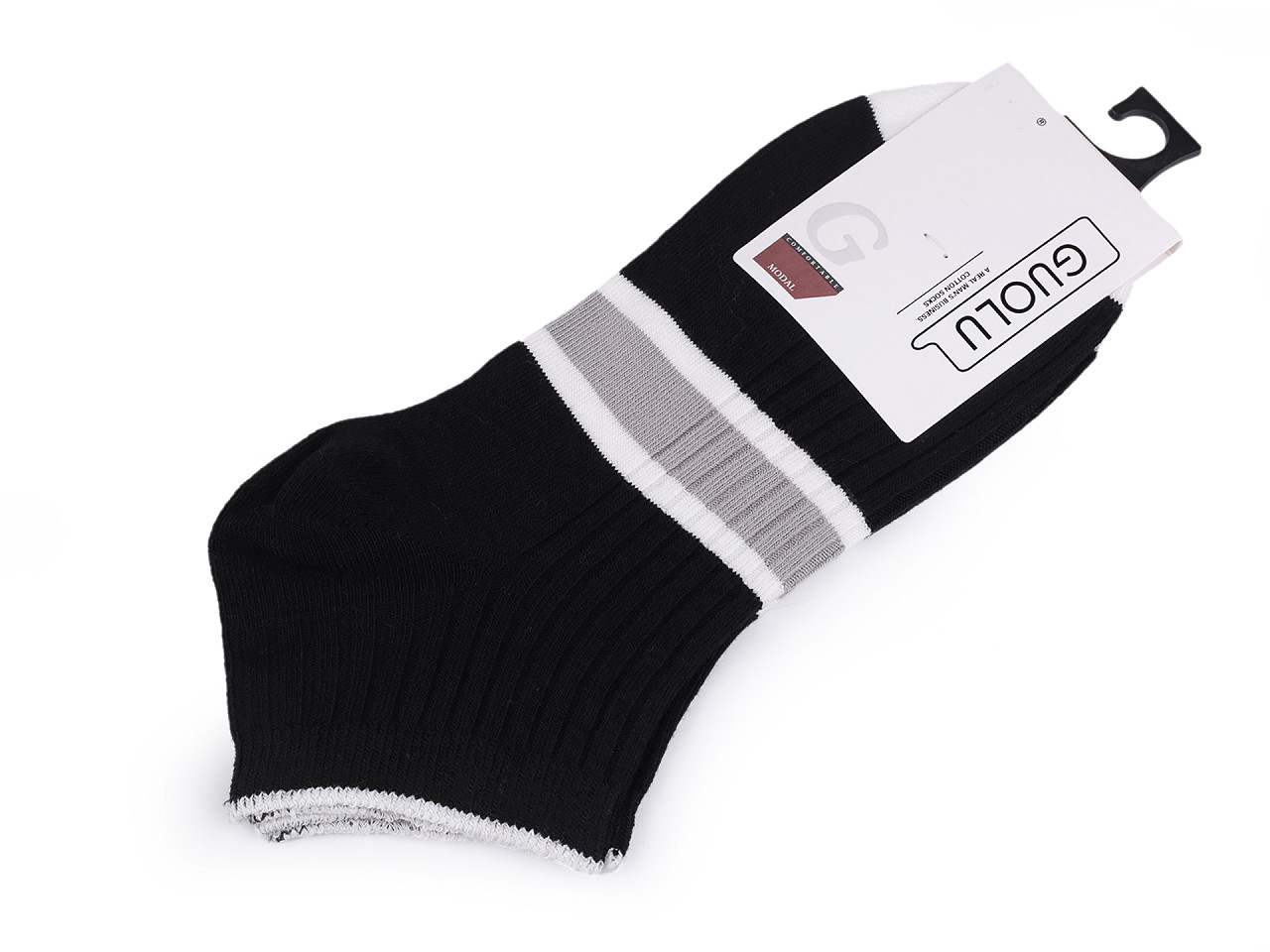 Men's / boys' cotton ankle socks, black, 1 pair