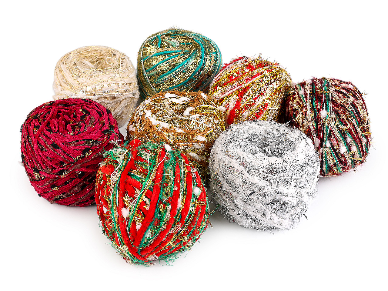 Vánoční pletací příze Alfie 50 g, střední, 7 červená světlá zlatá