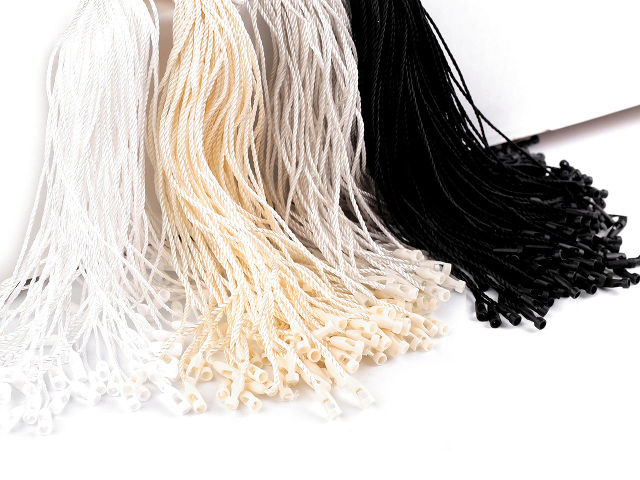 Šňůrka na visačku PES s pojistkou, střední, 1 bílá