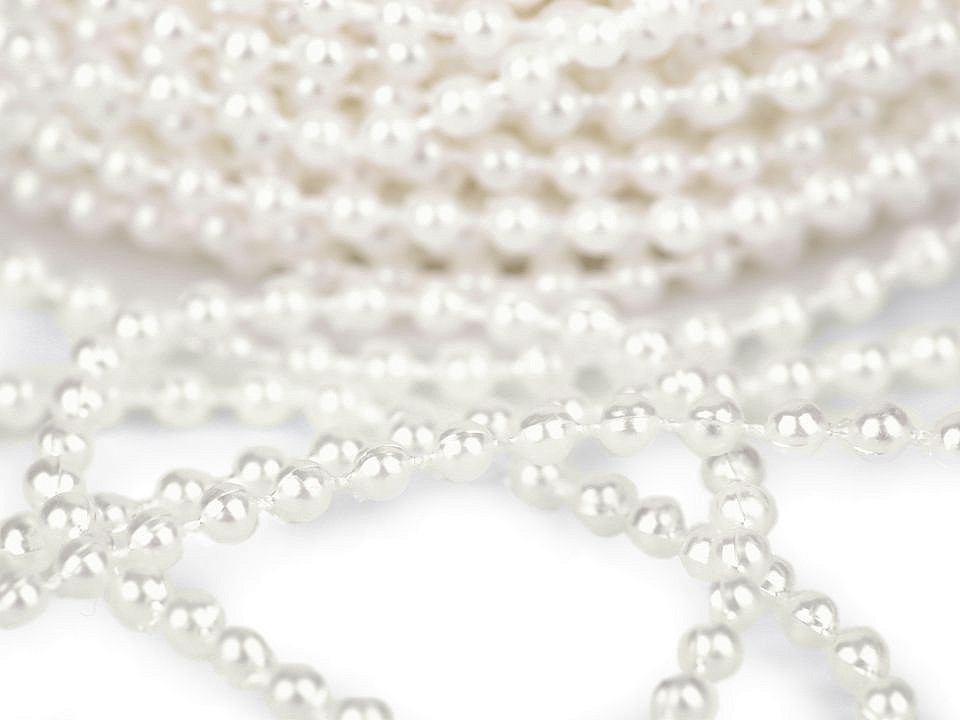 Perlový řetěz Ø3 mm, střední, 1 Off White